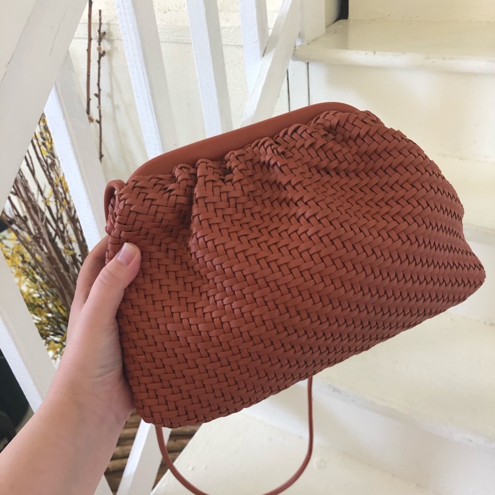 Anthropologie Woven Faux Leather Pouch Bag